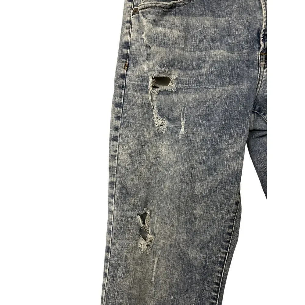 AMERICAN EAGLE Extreme Flex 4 Slim Straight Distressed Light Wash Jeans 36x34